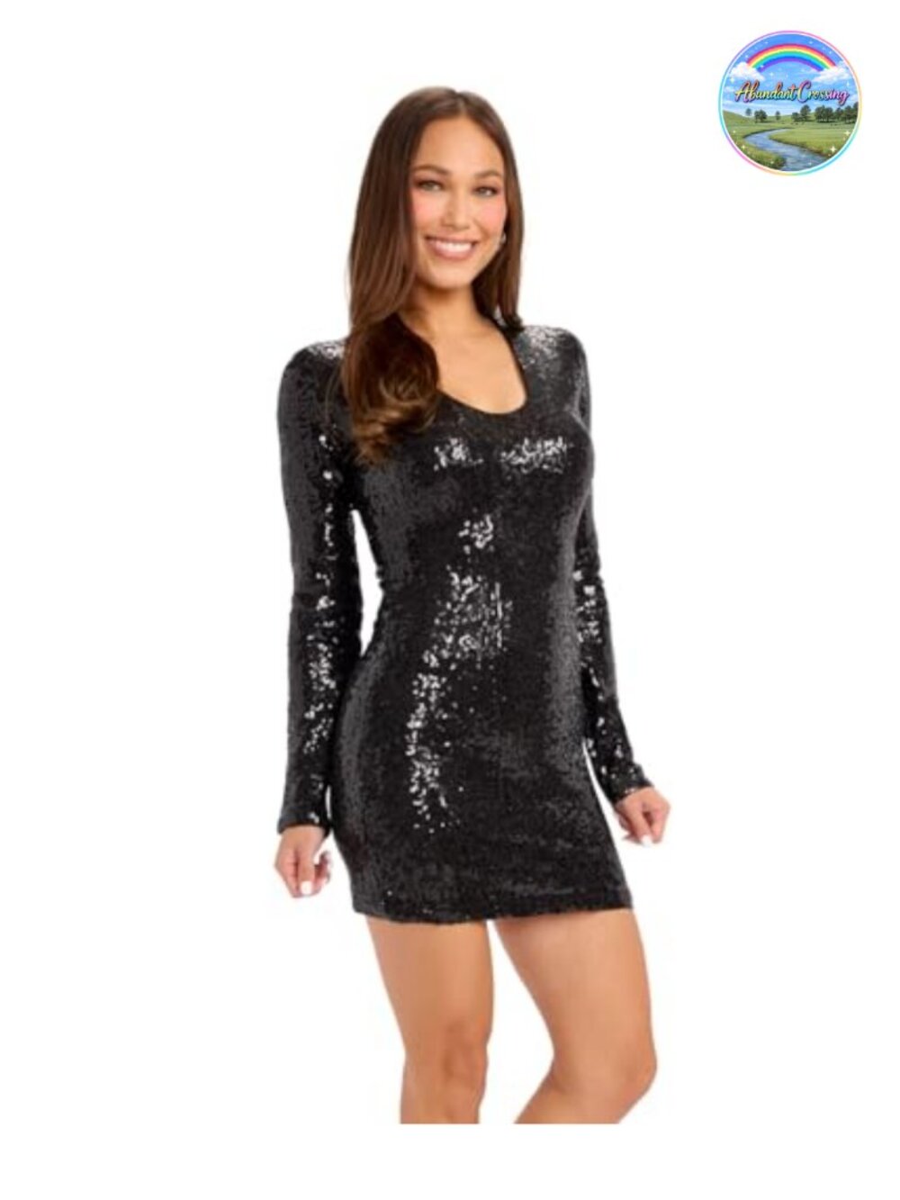 Sequin Party Dress for Women - Sparkly Bodycon Mini Dress V-Neck Sleeveless